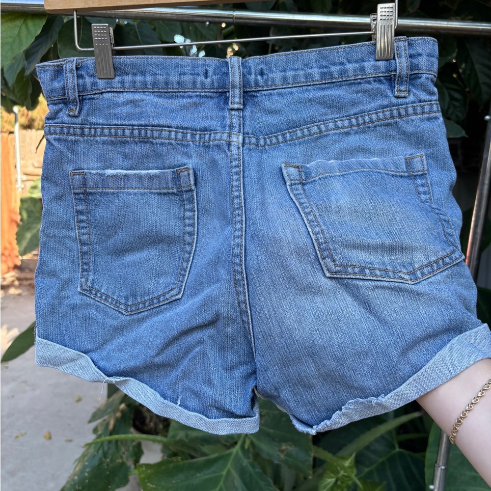 Forever 21 Blue Distressed Jean Shorts - Picture 2 of 3